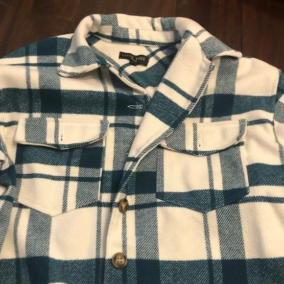 Love Tree Teal and Cream Plaid Jacket - Picture 4 of 11